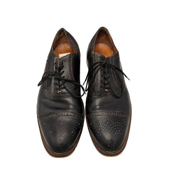 Warfield & Grand Black Shoes Mens 11 Oxford Designer Luxury Cap-Toe Wing Work main image 2